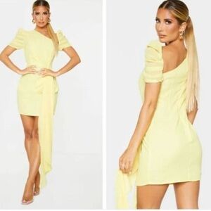 PrettyLittleThing One Shoulder Yellow Dress